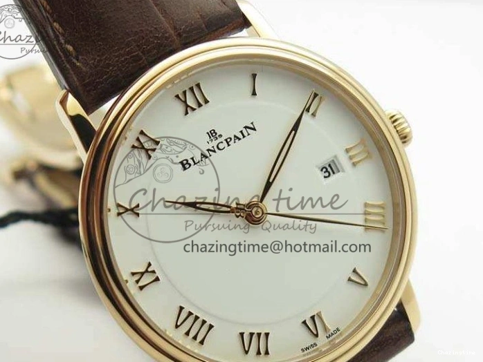 0328 Villeret 6651 RG ZF 1:1 Best Edition White Dial On Brown Leather Strap A Unique 8097